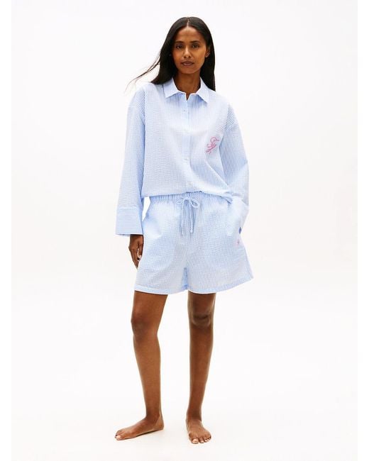Tommy Hilfiger Blue Seersucker Cover-Up Shorts
