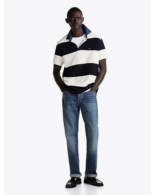 Tommy Hilfiger Relaxed Fit Polo Met Rugbystreep in het Blue voor heren