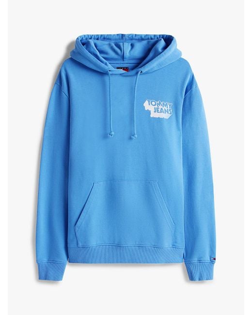 Felpa Con Cappuccio E Logo Stack Sul Retro di Tommy Hilfiger in Blue da Uomo