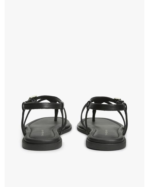 Tommy Hilfiger Black Leather Strap Toe Post Sandals