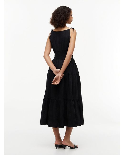 Tommy Hilfiger Black Self-Tie Strap Smock Midi Dress
