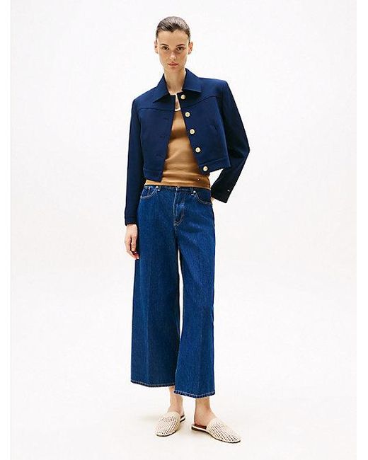 Vaqueros Tobilleros De Pernera Ancha Y Talle Alto Tommy Hilfiger de color Blue