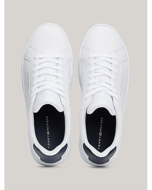 Tommy Hilfiger Court-Sneaker aus Narbenleder in White für Herren