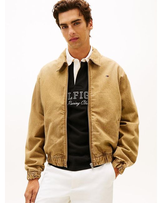 Giacca Stile College Con Zip Integrale di Tommy Hilfiger in Natural da Uomo