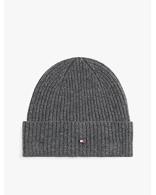 Tommy Hilfiger Hilfiger Flag Beanie Van Zuiver Kasjmier in het Gray voor heren