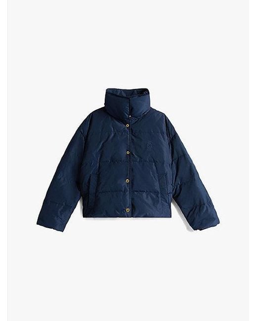 Tommy Hilfiger Pufferdonsjack Met Geborduurd Embleem in het Blue