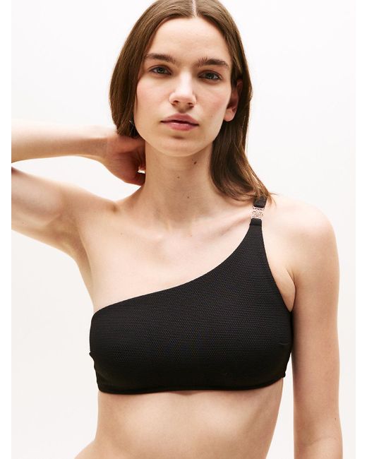 Tommy Hilfiger Black Everyday Luxe One-shoulder Bikini Top