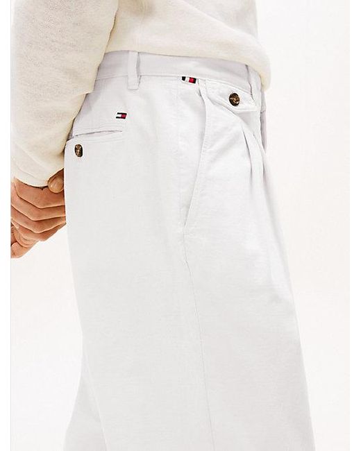 Pantalón Chino Greenwich De Pernera Ancha Con Lino Tommy Hilfiger de hombre de color Blue
