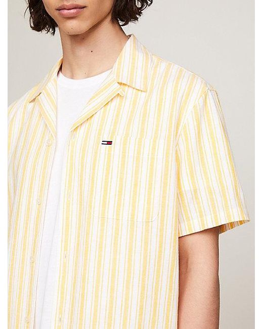 Camisa de manga corta con cuello cubano Tommy Hilfiger de hombre de color Natural