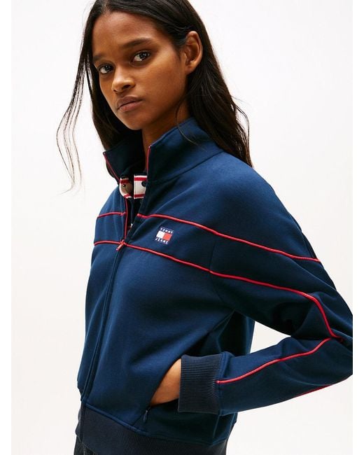 Tommy Hilfiger Blue Tommy Badge Piping Zip-Thru Sweatshirt
