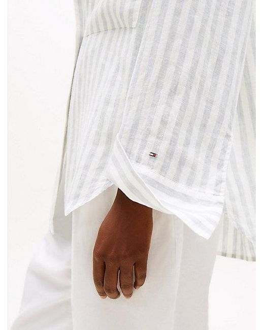 Camisa De Lino Oversize Tommy Hilfiger de color White