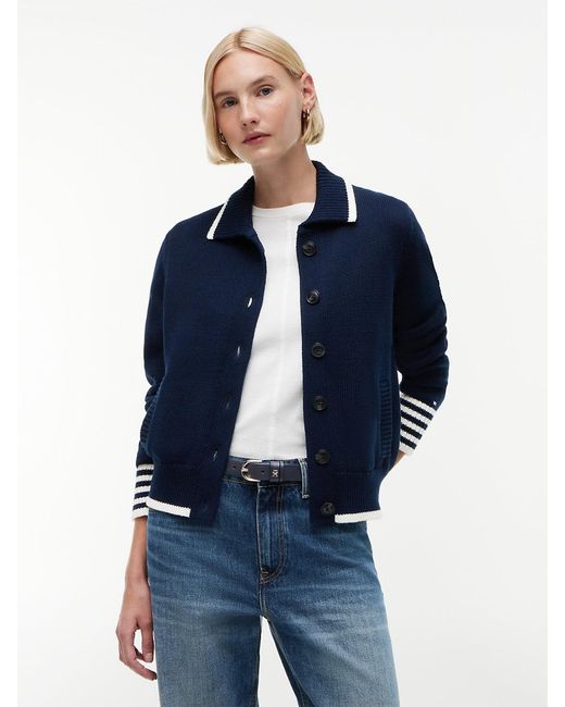 Tommy Hilfiger Blue Back Logo Embroidery Relaxed Polo Cardigan