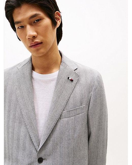 Tommy Hilfiger Extra Slim Fit Blazer Met Visgraatmotief in het Gray voor heren