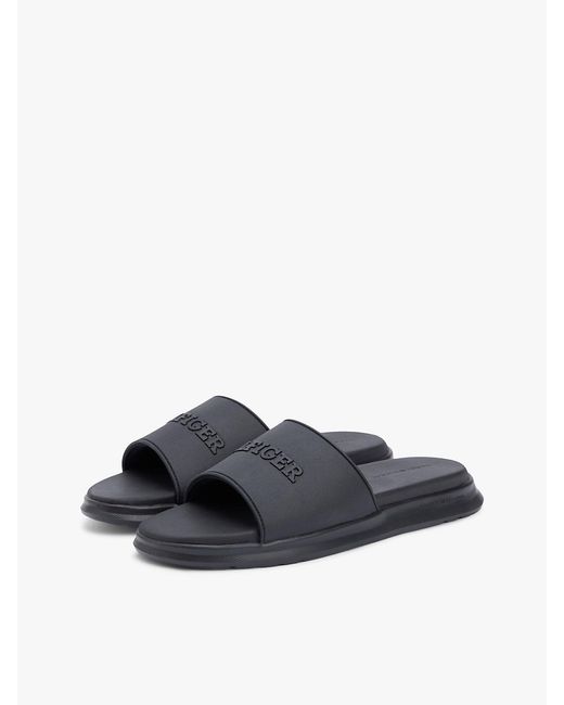 Tommy Hilfiger White Hilfiger Monotype Pool Slides for men