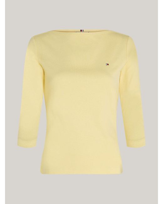 T-shirt ajusté à manches trois-quarts Tommy Hilfiger en coloris Yellow