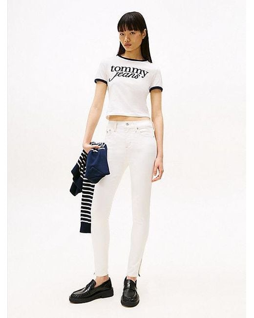Tommy Hilfiger Nora Skinny Jeans Met Lichte Wassing En Enkellengte in het White