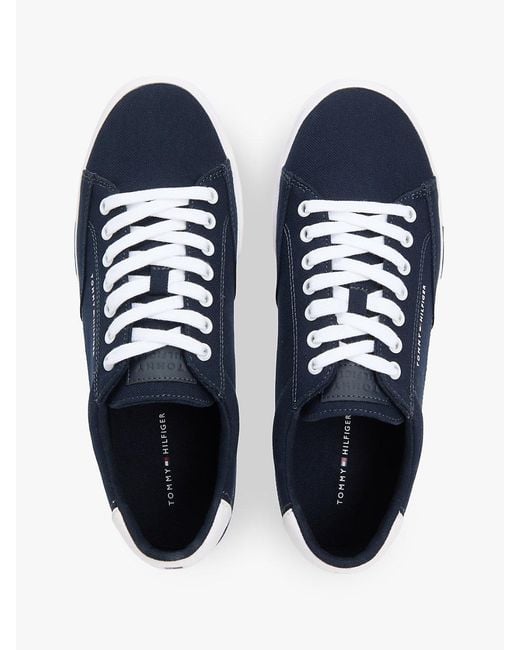 Tommy Hilfiger Blue Canvas Signature Midsole Trainers for men