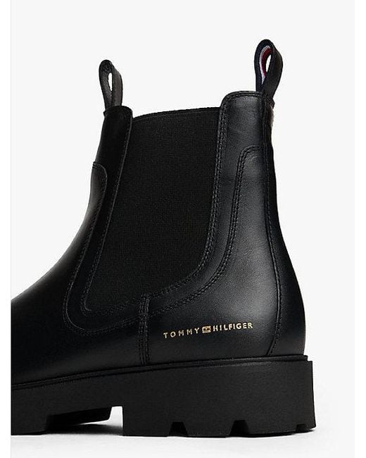 Tommy Hilfiger Leren Chelsea Boot in het Black