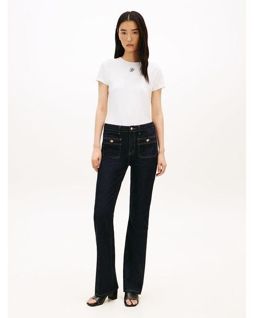 Tommy Hilfiger White Textured Logo Slim Jersey T-Shirt