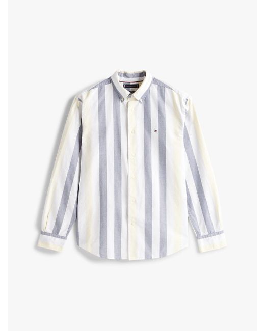 Tommy Hilfiger White Relaxed Fit Stripe Oxford Shirt for men