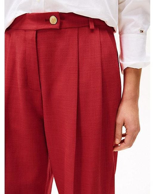 Tommy Hilfiger The Sofia Capsule Regular Broek Met Wijde Fit in het Red