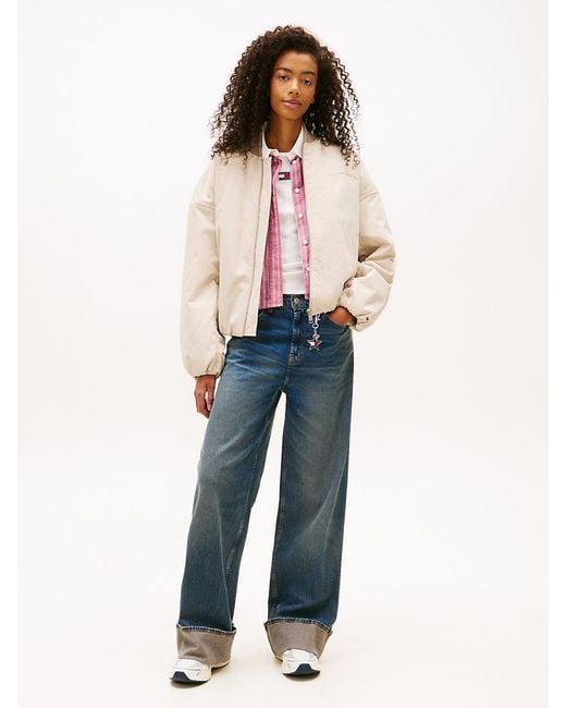 Tommy Hilfiger Natural Back Logo Embroidery Bomber Jacket