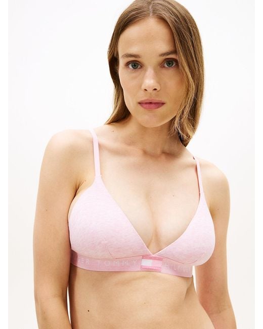 Tommy Hilfiger Pink Heritage Logo Removable Padding Triangle Bra