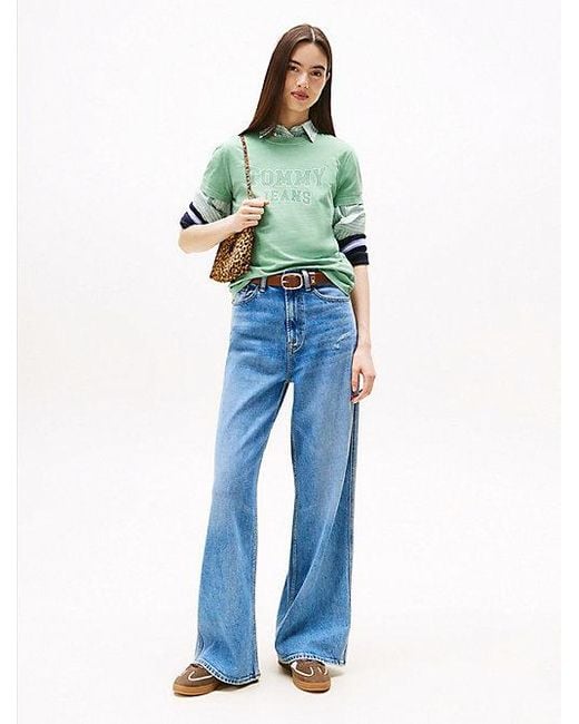 Tommy Hilfiger Claire Coolmax High Rise Jeans Met Wijde Fit in het Blue