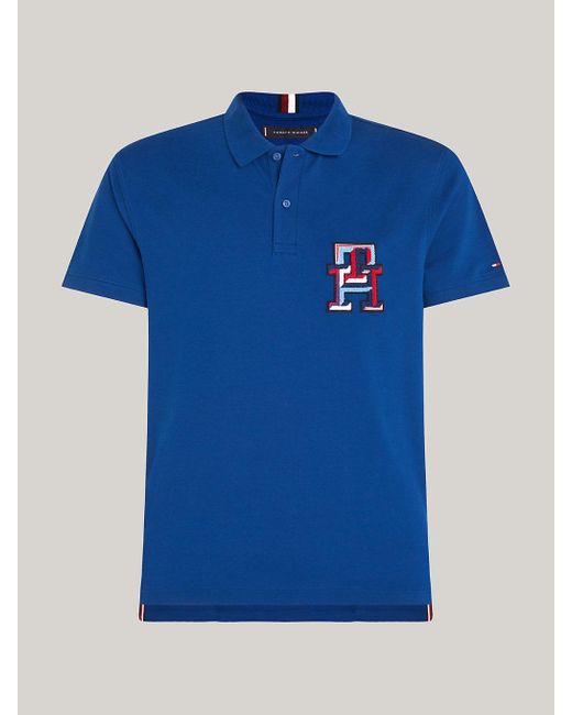 Polo coupe standard à monogramme TH appliqué Tommy Hilfiger pour homme en coloris Blue