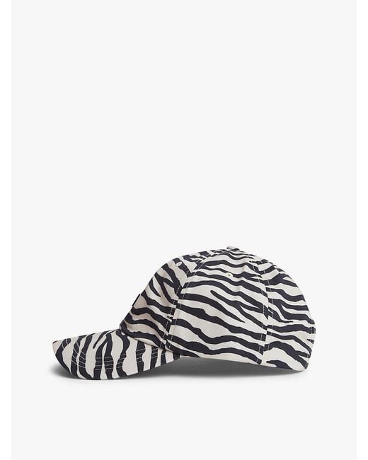Tommy Hilfiger White Zebra Print Logo Plaque Baseball Cap