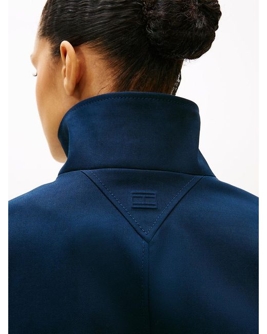 Tommy Hilfiger Blue Logo Appliqué Oversized Bomber Jacket
