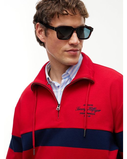 Tommy Hilfiger White Signature Tip Square Sunglasses for men