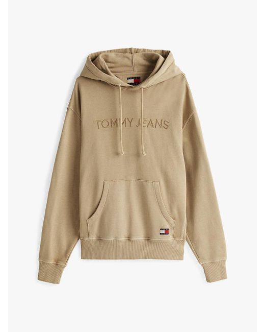 Felpa Con Cappuccio E Logo Ricamato di Tommy Hilfiger in Natural da Uomo