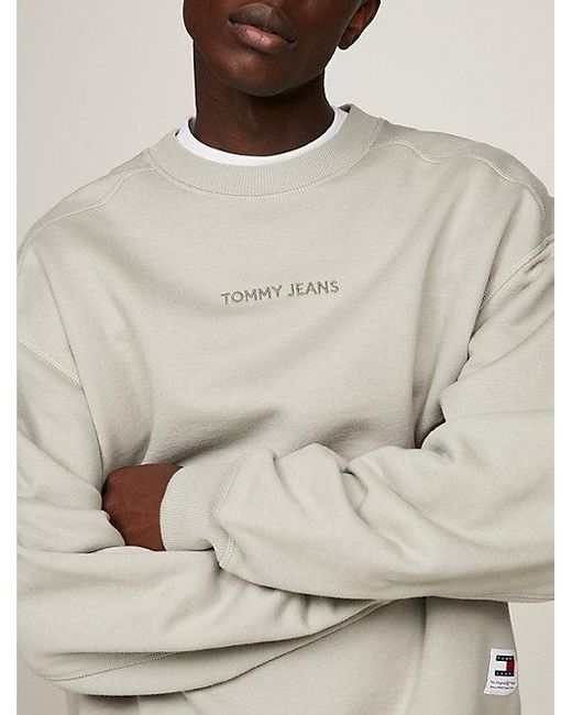 Tommy Hilfiger Classics Boxy Fleece Sweatshirt Met Logo in het Natural voor heren