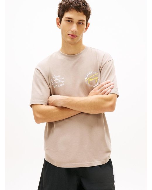Tommy Hilfiger Natural Circular Back Logo Relaxed T-Shirt for men