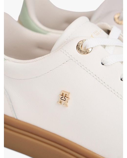 Tommy Hilfiger White Th Monogram Leather Trainers