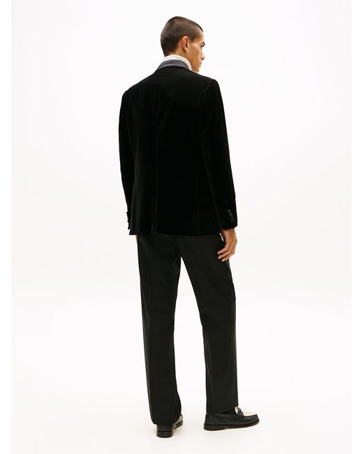 Tommy Hilfiger Black Velvet Regular Fit Double Breasted Blazer for men