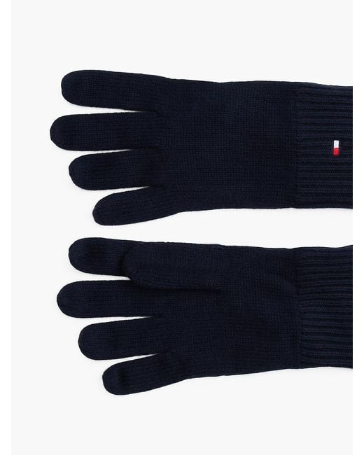 Tommy Hilfiger Blue Hilfiger Flag Embroidery Gloves With Cashmere for men