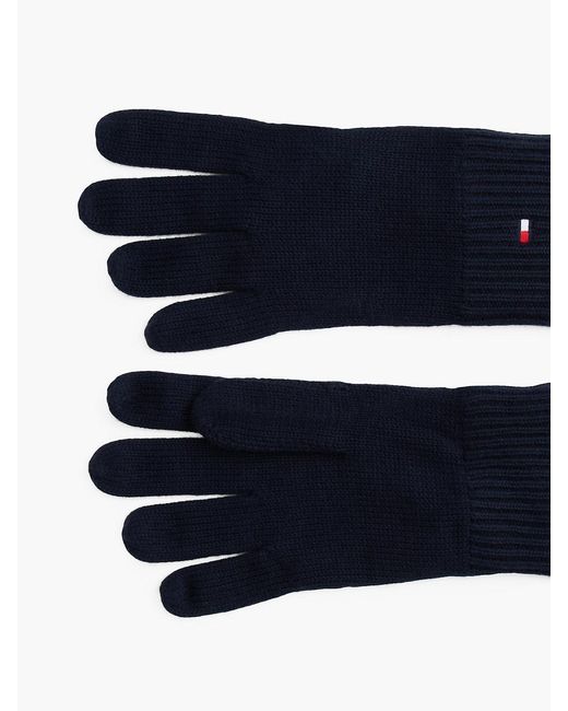 Tommy Hilfiger Blue Hilfiger Flag Embroidery Gloves With Cashmere for men