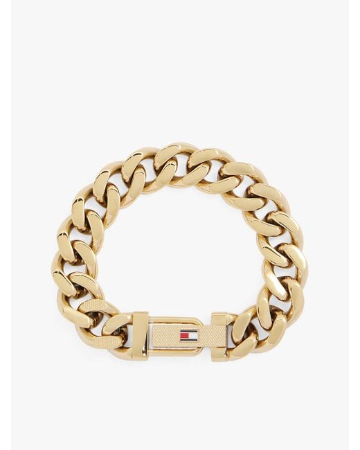 Tommy Hilfiger Metallic Gold-plated Chain-link Bracelet for men