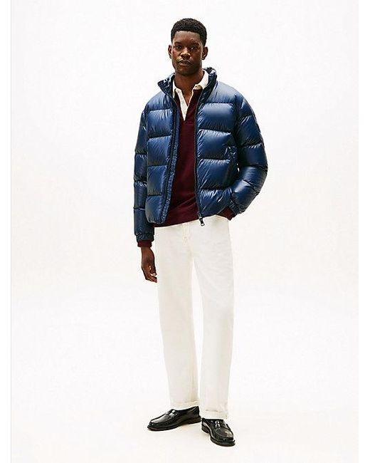 Tommy Hilfiger Glanzend Waterafstotend Pufferjack Met Dons in het Blue voor heren