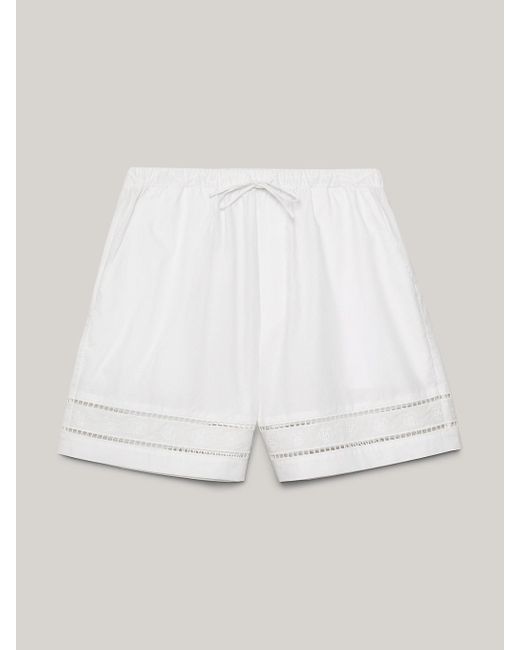 Tommy Hilfiger White Th Monogram Broderie Anglaise Relaxed Shorts