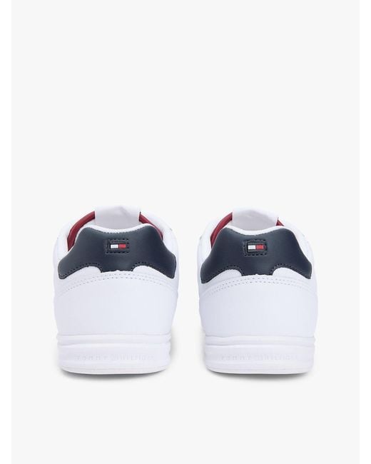 Tommy Hilfiger White Contrast Heel Trainers With Leather for men