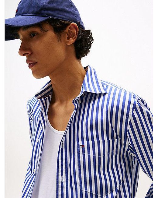 Tommy Hilfiger Th Flex Regular Fit Overhemd Met Strepen in het Blue voor heren