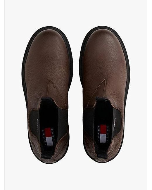 Tommy Hilfiger Chelsea Boot Van Gegranuleerd Leer Met Profiel in het Brown voor heren