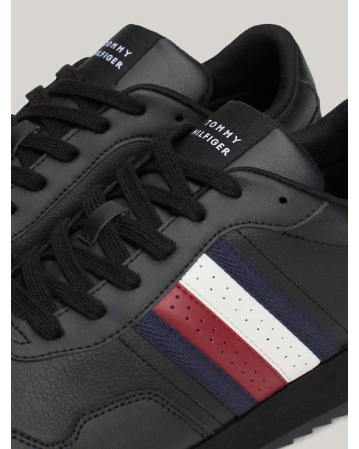 Tommy Hilfiger Black Signature Tape Lace-up Runner Trainers for men