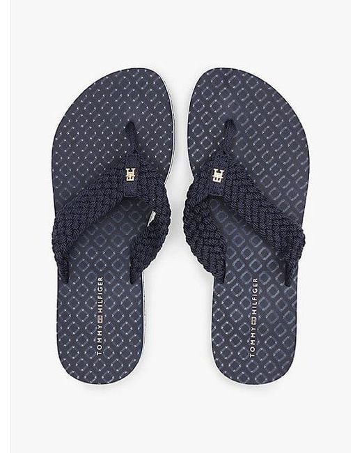 Chanclas De Cuña Con Monograma Th Tommy Hilfiger de color Blue