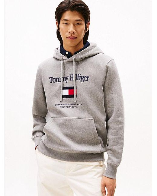Sudadera Con Capucha Y Logo De Tommy Hilfiger de hombre de color Gray