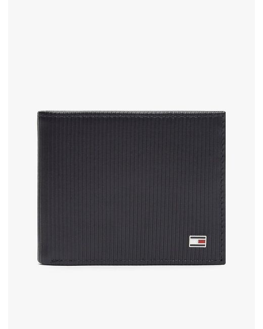 Tommy Hilfiger Black Hilfiger Flag Bifold Leather Credit Card Wallet for men