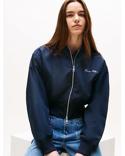 Tommy Hilfiger Blue Wasserabweisende Relaxed Fit Bomberjacke